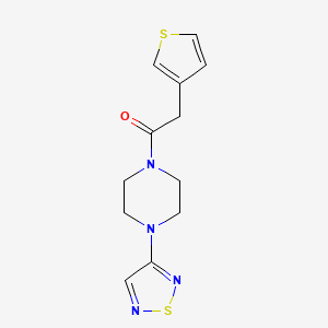 molecular formula C12H14N4OS2 B2632604 1-[4-(1,2,5-噻二唑-3-基)哌嗪-1-基]-2-(噻吩-3-基)乙烷-1-酮 CAS No. 2097912-13-3