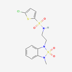 molecular formula C13H14ClN3O4S3 B2632620 5-chloro-N-(2-(3-methyl-2,2-dioxidobenzo[c][1,2,5]thiadiazol-1(3H)-yl)ethyl)thiophene-2-sulfonamide CAS No. 2034489-43-3