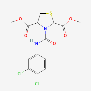 molecular formula C14H14Cl2N2O5S B2632621 Dimethyl 3-[(3,4-dichloroanilino)carbonyl]-1,3-thiazolane-2,4-dicarboxylate CAS No. 318951-79-0