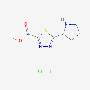 molecular formula C8H12ClN3O2S B2632624 5-吡咯烷-2-基-1,3,4-噻二唑-2-甲酸甲酯；盐酸盐 CAS No. 2445786-83-2