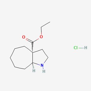 molecular formula C12H22ClNO2 B2632629 反式乙基(3aR,8aS)-八氢环庚[b]吡咯-3a(1H)-羧酸盐盐酸盐 CAS No. 2230802-65-8