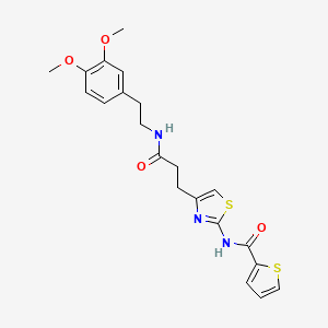 molecular formula C21H23N3O4S2 B2632631 N-(4-(3-((3,4-dimethoxyphenethyl)amino)-3-oxopropyl)thiazol-2-yl)thiophene-2-carboxamide CAS No. 1021133-23-2