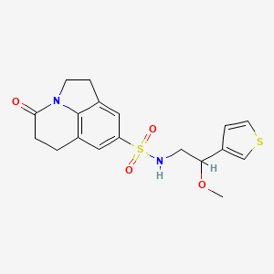 molecular formula C18H20N2O4S2 B2632635 N-(2-methoxy-2-(thiophen-3-yl)ethyl)-4-oxo-2,4,5,6-tetrahydro-1H-pyrrolo[3,2,1-ij]quinoline-8-sulfonamide CAS No. 1797278-21-7
