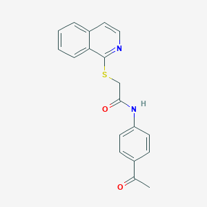 molecular formula C19H16N2O2S B263264 N-(4-acetylphenyl)-2-(isoquinolin-1-ylsulfanyl)acetamide 
