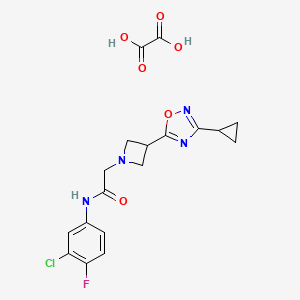 molecular formula C18H18ClFN4O6 B2632642 N-(3-chloro-4-fluorophenyl)-2-(3-(3-cyclopropyl-1,2,4-oxadiazol-5-yl)azetidin-1-yl)acetamide oxalate CAS No. 1351614-47-5
