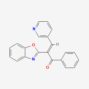 molecular formula C21H14N2O2 B2632645 (E)-2-(benzo[d]oxazol-2-yl)-1-phenyl-3-(pyridin-3-yl)prop-2-en-1-one CAS No. 381696-68-0