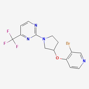 molecular formula C14H12BrF3N4O B2632649 2-[3-(3-Bromopyridin-4-yl)oxypyrrolidin-1-yl]-4-(trifluoromethyl)pyrimidine CAS No. 2380183-45-7