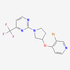 molecular formula C14H12BrF3N4O B2632649 2-{3-[(3-Bromopyridin-4-yl)oxy]pyrrolidin-1-yl}-4-(trifluoromethyl)pyrimidine CAS No. 2380183-45-7