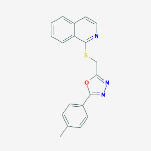 molecular formula C19H15N3OS B263265 1-({[5-(4-Methylphenyl)-1,3,4-oxadiazol-2-yl]methyl}sulfanyl)isoquinoline 