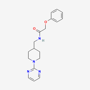 molecular formula C18H22N4O2 B2632657 2-phenoxy-N-((1-(pyrimidin-2-yl)piperidin-4-yl)methyl)acetamide CAS No. 1235370-46-3
