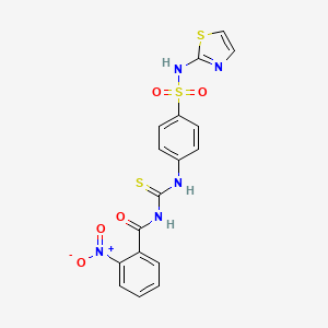 molecular formula C17H13N5O5S3 B2632658 2-nitro-N-((4-(N-(thiazol-2-yl)sulfamoyl)phenyl)carbamothioyl)benzamide CAS No. 642949-99-3