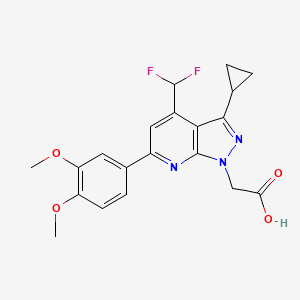molecular formula C20H19F2N3O4 B2632672 [3-环丙基-4-(二氟甲基)-6-(3,4-二甲氧基苯基)-1H-吡唑并[3,4-b]吡啶-1-基]乙酸 CAS No. 937607-35-7