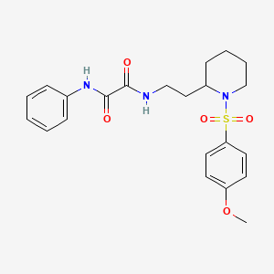 molecular formula C22H27N3O5S B2632673 N1-(2-(1-((4-methoxyphenyl)sulfonyl)piperidin-2-yl)ethyl)-N2-phenyloxalamide CAS No. 898450-66-3