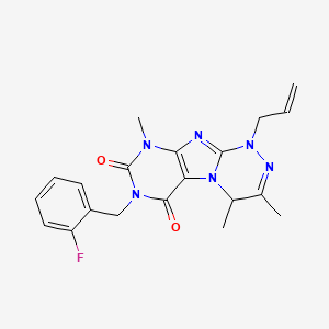 molecular formula C20H21FN6O2 B2632704 1-allyl-7-(2-fluorobenzyl)-3,4,9-trimethyl-1,4-dihydro-[1,2,4]triazino[3,4-f]purine-6,8(7H,9H)-dione CAS No. 919007-04-8