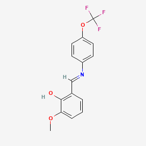 molecular formula C15H12F3NO3 B2632711 2-methoxy-6-((E)-{[4-(trifluoromethoxy)phenyl]imino}methyl)phenol CAS No. 303769-15-5