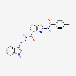 molecular formula C25H24N4O2S B2632714 N-(2-(1H-indol-3-yl)ethyl)-2-(4-methylbenzamido)-5,6-dihydro-4H-cyclopenta[d]thiazole-4-carboxamide CAS No. 941880-24-6