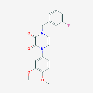 1-(3,4-Dimethoxyphenyl)-4-[(3-fluorophenyl)methyl]pyrazine-2,3-dione