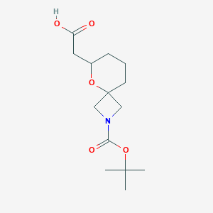molecular formula C14H23NO5 B2632721 2-[2-[(2-Methylpropan-2-yl)oxycarbonyl]-5-oxa-2-azaspiro[3.5]nonan-6-yl]acetic acid CAS No. 2460757-06-4