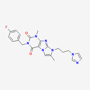 2-[(4-Fluorophenyl)methyl]-6-(3-imidazol-1-ylpropyl)-4,7-dimethylpurino[7,8-a]imidazole-1,3-dione
