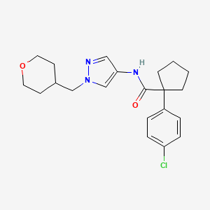 molecular formula C21H26ClN3O2 B2632731 1-(4-chlorophenyl)-N-(1-((tetrahydro-2H-pyran-4-yl)methyl)-1H-pyrazol-4-yl)cyclopentanecarboxamide CAS No. 1798462-29-9