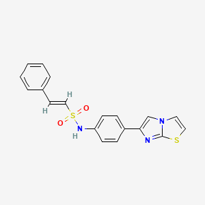 molecular formula C19H15N3O2S2 B2632739 (E)-N-(4-(imidazo[2,1-b]thiazol-6-yl)phenyl)-2-phenylethenesulfonamide CAS No. 796096-91-8