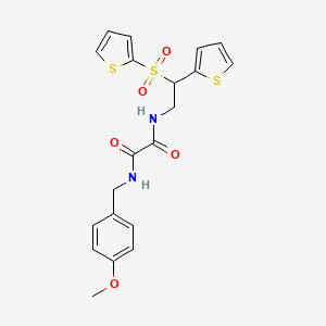 molecular formula C20H20N2O5S3 B2632744 N-(4-甲氧基苄基)-N'-[2-(2-噻吩基)-2-(2-噻吩基磺酰基)乙基]乙二酰胺 CAS No. 896335-65-2