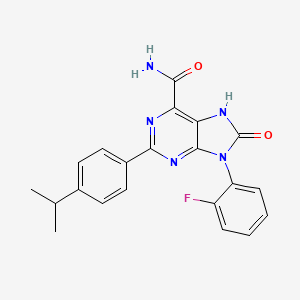 molecular formula C21H18FN5O2 B2632747 9-(2-fluorophenyl)-8-oxo-2-(4-propan-2-ylphenyl)-7H-purine-6-carboxamide CAS No. 898441-90-2