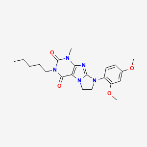 molecular formula C21H27N5O4 B2632757 6-(2,4-Dimethoxyphenyl)-4-methyl-2-pentyl-7,8-dihydropurino[7,8-a]imidazole-1,3-dione CAS No. 872628-15-4