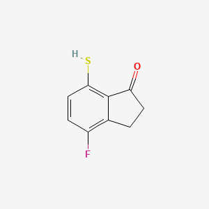 molecular formula C9H7FOS B2632773 4-Fluoro-7-mercapto-2,3-dihydro-1H-inden-1-one CAS No. 1672661-79-8
