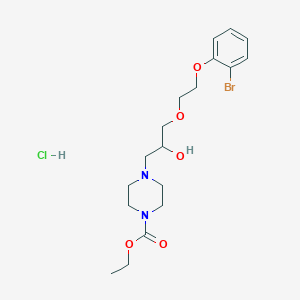 molecular formula C18H28BrClN2O5 B2632777 Ethyl 4-(3-(2-(2-bromophenoxy)ethoxy)-2-hydroxypropyl)piperazine-1-carboxylate hydrochloride CAS No. 1217056-35-3