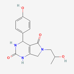 molecular formula C15H17N3O4 B2632779 4-(4-hydroxyphenyl)-6-(2-hydroxypropyl)-3,4,6,7-tetrahydro-1H-pyrrolo[3,4-d]pyrimidine-2,5-dione CAS No. 923239-86-5