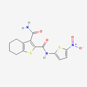 molecular formula C14H13N3O4S2 B2632780 N2-(5-硝基噻吩-2-基)-4,5,6,7-四氢苯并[b]噻吩-2,3-二甲酰胺 CAS No. 2034602-43-0