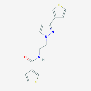 molecular formula C14H13N3OS2 B2632786 N-(2-(3-(噻吩-3-基)-1H-吡唑-1-基)乙基)噻吩-3-甲酰胺 CAS No. 2034366-40-8