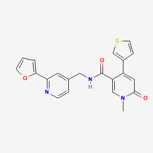 N-((2-(furan-2-yl)pyridin-4-yl)methyl)-1-methyl-6-oxo-4-(thiophen-3-yl)-1,6-dihydropyridine-3-carboxamide