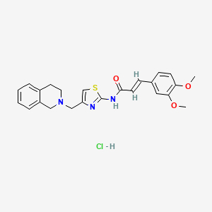 molecular formula C24H26ClN3O3S B2632792 (E)-N-(4-((3,4-二氢异喹啉-2(1H)-基)甲基)噻唑-2-基)-3-(3,4-二甲氧基苯基)丙烯酰胺盐酸盐 CAS No. 1217223-53-4