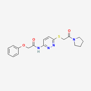 molecular formula C18H20N4O3S B2632801 N-(6-((2-oxo-2-(pyrrolidin-1-yl)ethyl)thio)pyridazin-3-yl)-2-phenoxyacetamide CAS No. 1021253-16-6