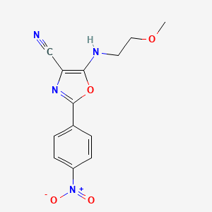 molecular formula C13H12N4O4 B2632812 5-((2-甲氧基乙基)氨基)-2-(4-硝基苯基)恶唑-4-腈 CAS No. 613649-73-3