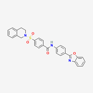molecular formula C29H23N3O4S B2632822 N-(4-(苯并[d]恶唑-2-基)苯基)-4-((3,4-二氢异喹啉-2(1H)-基)磺酰基)苯甲酰胺 CAS No. 361173-30-0