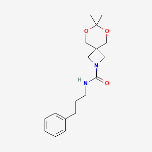 molecular formula C18H26N2O3 B2632829 7,7-dimethyl-N-(3-phenylpropyl)-6,8-dioxa-2-azaspiro[3.5]nonane-2-carboxamide CAS No. 1396860-39-1