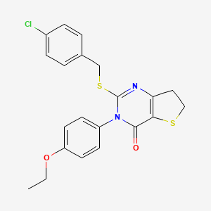 molecular formula C21H19ClN2O2S2 B2632830 2-((4-chlorobenzyl)thio)-3-(4-ethoxyphenyl)-6,7-dihydrothieno[3,2-d]pyrimidin-4(3H)-one CAS No. 686772-88-3