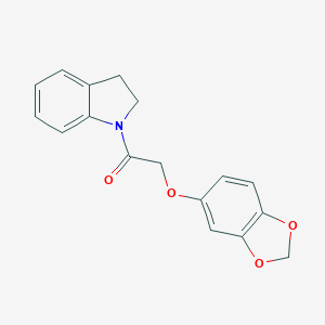 molecular formula C17H15NO4 B263284 1-[(1,3-Benzodioxol-5-yloxy)acetyl]indoline 