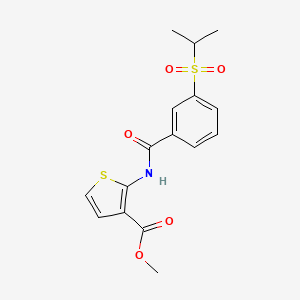 molecular formula C16H17NO5S2 B2632842 Methyl 2-(3-(isopropylsulfonyl)benzamido)thiophene-3-carboxylate CAS No. 919864-18-9