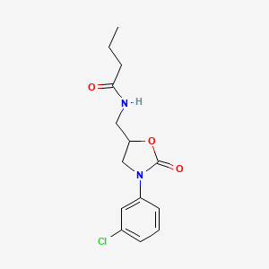molecular formula C14H17ClN2O3 B2632843 N-((3-(3-chlorophenyl)-2-oxooxazolidin-5-yl)methyl)butyramide CAS No. 955243-59-1