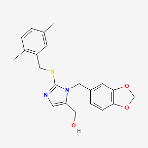 molecular formula C21H22N2O3S B2632854 [3-(1,3-Benzodioxol-5-ylmethyl)-2-[(2,5-dimethylphenyl)methylsulfanyl]imidazol-4-yl]methanol CAS No. 853202-64-9