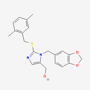 [3-(1,3-Benzodioxol-5-ylmethyl)-2-[(2,5-dimethylphenyl)methylsulfanyl]imidazol-4-yl]methanol