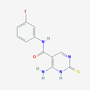 molecular formula C11H9FN4OS B2632855 4-amino-N-(3-fluorophenyl)-2-mercaptopyrimidine-5-carboxamide CAS No. 1260628-09-8
