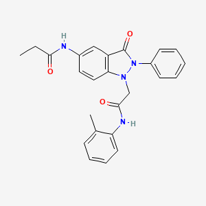 molecular formula C25H24N4O3 B2632856 N-(3-氧代-1-(2-氧代-2-（邻甲苯氨基）乙基）-2-苯基-2,3-二氢-1H-吲唑-5-基）丙酰胺 CAS No. 1251683-86-9