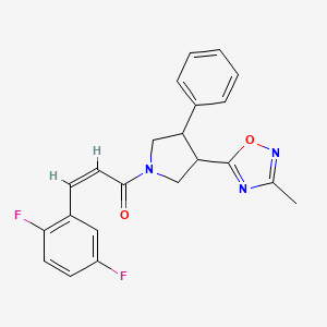 molecular formula C22H19F2N3O2 B2632866 (Z)-3-(2,5-difluorophenyl)-1-(3-(3-methyl-1,2,4-oxadiazol-5-yl)-4-phenylpyrrolidin-1-yl)prop-2-en-1-one CAS No. 1904625-09-7