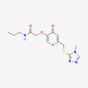 2-((6-(((4-methyl-4H-1,2,4-triazol-3-yl)thio)methyl)-4-oxo-4H-pyran-3-yl)oxy)-N-propylacetamide