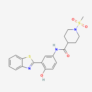 molecular formula C20H21N3O4S2 B2632873 N-(3-(benzo[d]thiazol-2-yl)-4-hydroxyphenyl)-1-(methylsulfonyl)piperidine-4-carboxamide CAS No. 1040642-07-6
